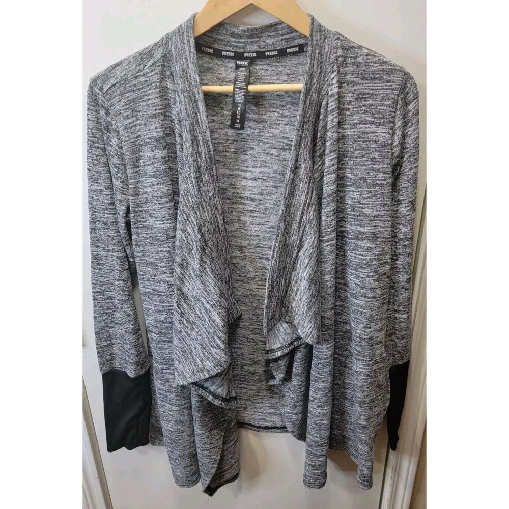 RBX Women's Cardigan Heather Gray Active Long Sleeve MEDIUM with thumb loop